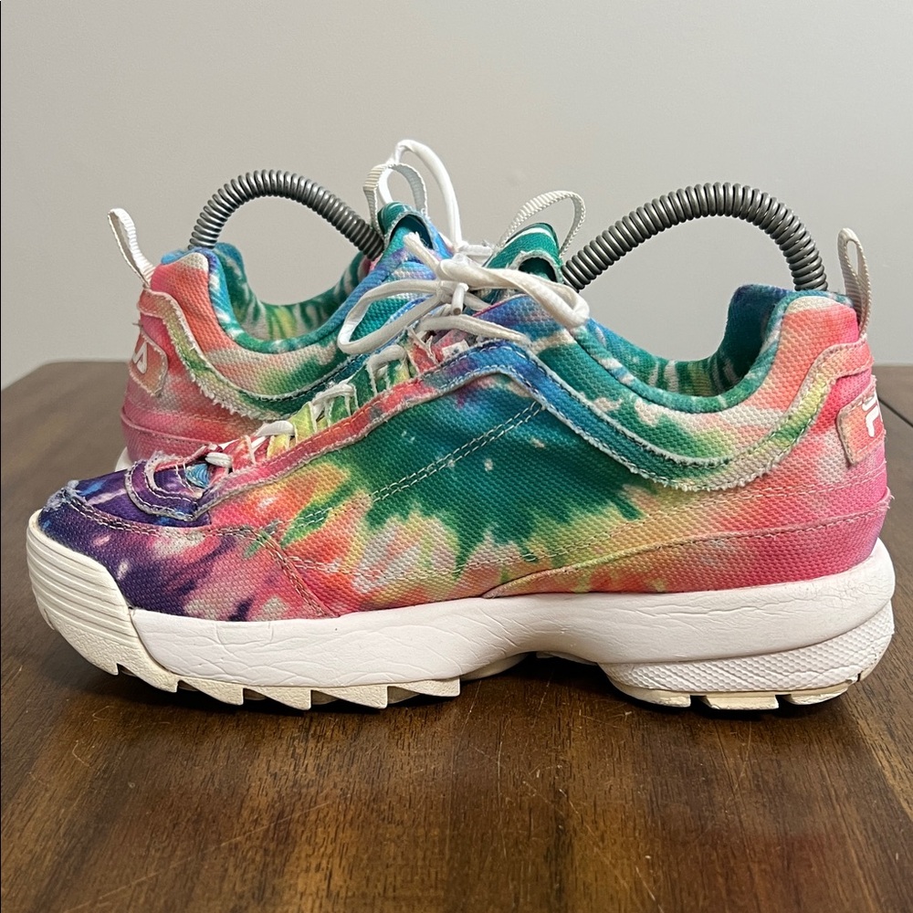 FILA Tie-Dye Canvas Disruptor Sneakers Chunk Platform Womens Size 8 - Picture 8 of 15